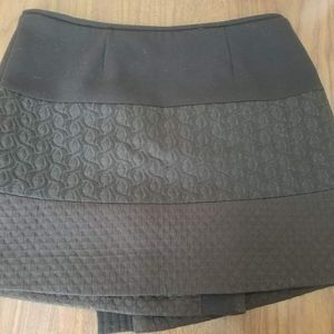 Cabi Womens Skirt Black Swathe Mini Wrap Quilted Textured Asymmetric Snap